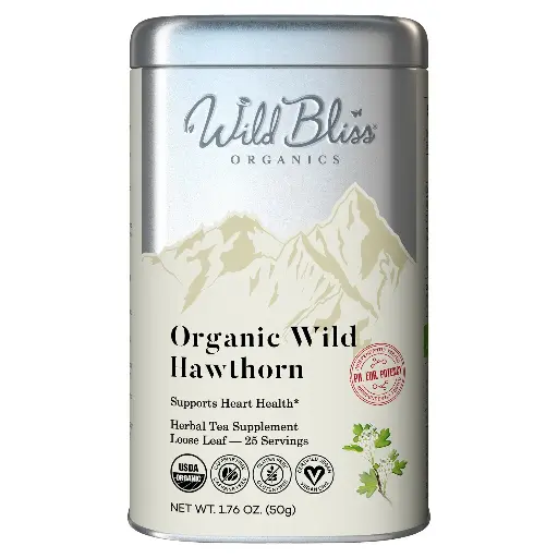 Organic Wild Hawthorn Leaf and Flower – Wellness Tea – Loose Leaf – 25 Servings